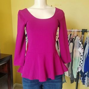 Express Burgundy Peplum Top